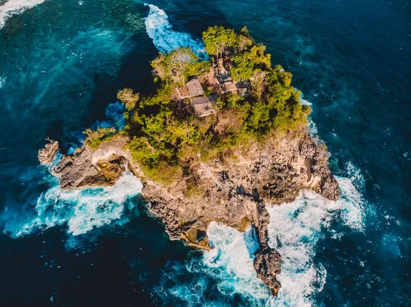 Océano Turquesa Con Olas Isla Nusa Penida Vista Aérea — Foto de Stock