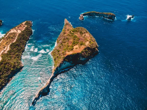 Vista Paraíso Con Océano Azul Isla Nusa Penida Vista Aérea — Foto de Stock