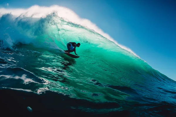 April 2019 Bali Indonesien Surfer Reiten Auf Barrel Wave Professionelles — Stockfoto