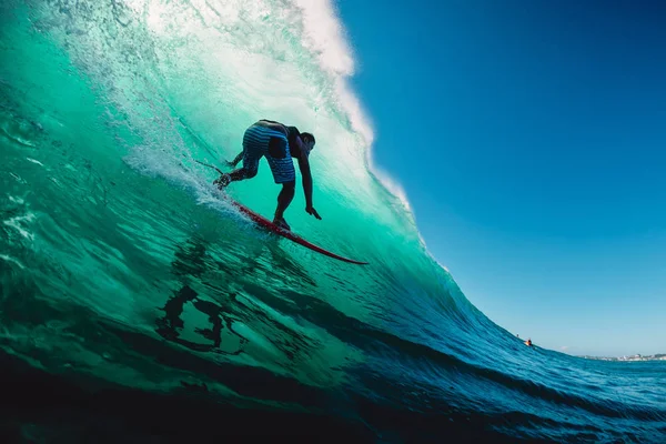 April 2019 Bali Indonesia Surfer Ride Barrel Wave Professional Surfing — Stock Photo, Image