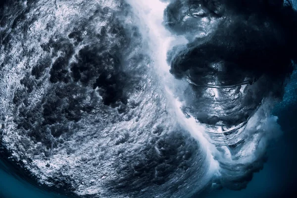 Onde Tonneau Sous Eau Avec Bulles Air Océan Sous Marin — Photo