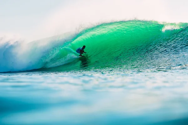 April 2019 Bali Indonesia Surfer Ride Barrel Wave Professional Surfing — Stock Photo, Image