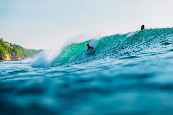 April 2019 Bali Indonesia Surfer Ride Barrel Wave Professional Surfing — Stock Photo, Image