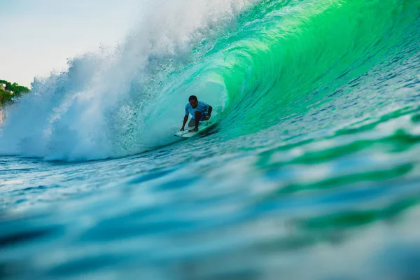 April 2019 Bali Indonesia Surfer Ride Barrel Wave Professional Surfing — Stock Photo, Image