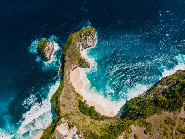Úžasná Pláž Kelingkingem Ostrově Nusa Penida Vzdušný Výhled — Stock fotografie