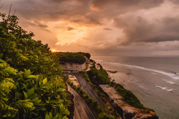 Гарний Схід Сонця Дорогою Океанським Пляжем Острові Балі Пляж Меласті — стокове фото