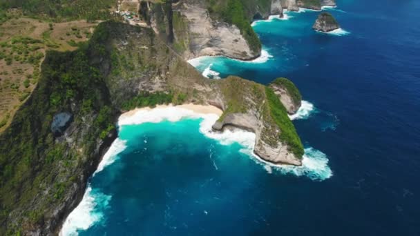 Paradise Kelingking Beach Nusa Penida Island Aerial View — Stock Video