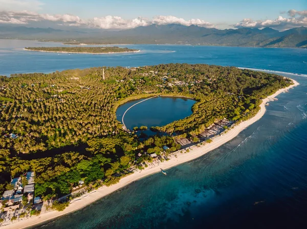 Vista Aérea Con Las Islas Gili Océano Tiro Con Dron — Foto de Stock