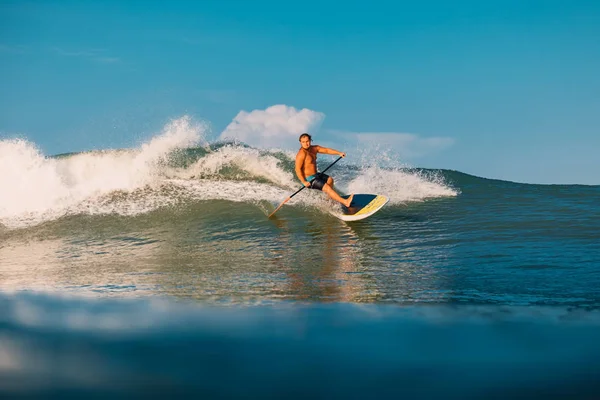Avril 2019 Bali Indonésie Stand Paddle Surfer Tour Sur Les — Photo