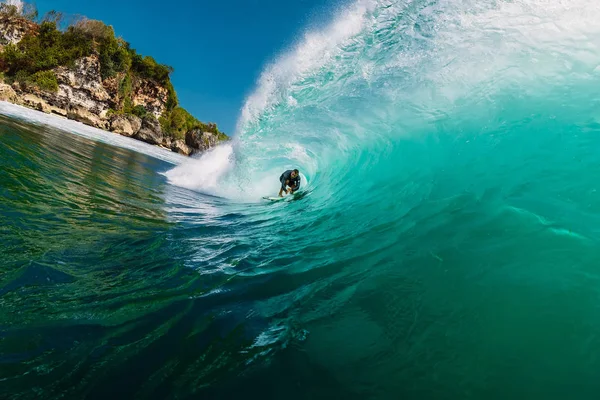 June 2019 Bali Indonesia Surfer Ride Barrel Wave Professional Surfing — Stock Photo, Image