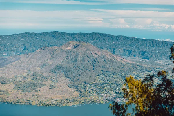 Blick Auf Batur Vulkan Und See Mit Wald Bali — Stockfoto