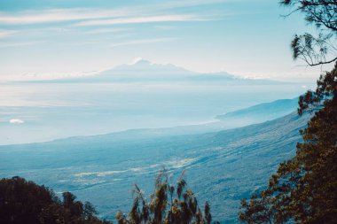 Bali orman ile Rinjani yanardağ havadan görünümü