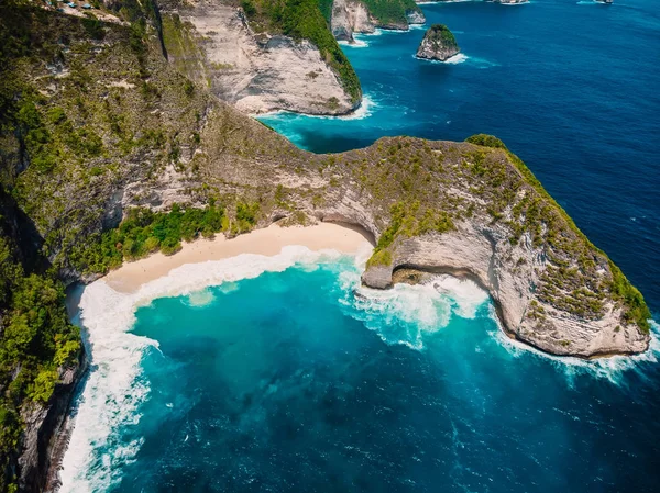 Kelingking Beach Nusa Penida Island Antenn Drönare Visa — Stockfoto