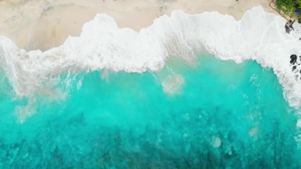 Playa Tropical Con Agua Mar Turquesa Olas Vista Aérea Vista — Vídeo de stock