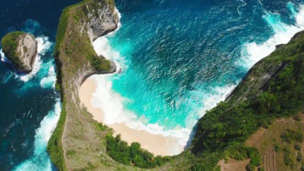 Paradies Kelingking Strand Mit Felsigem Kap Auf Der Insel Nusa — Stockvideo