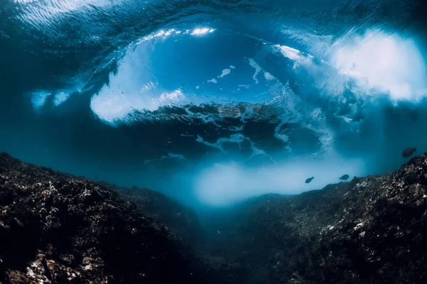 Breaking wave in underwater. Ocean element in underwater