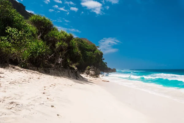 Playa tropical con arena y océano azul en la isla — Foto de Stock
