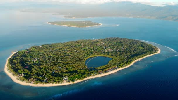 Vista Aérea Con Las Islas Gili Océano Gili Meno Gili — Vídeos de Stock