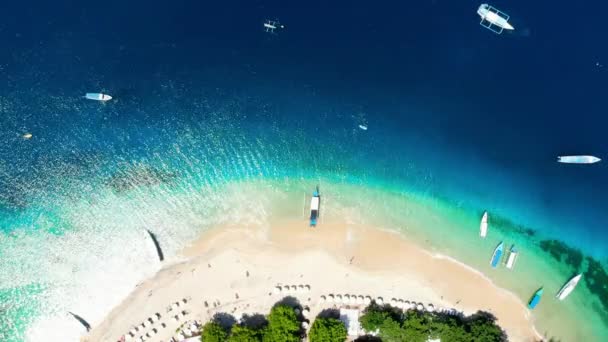 Isola Tropicale Con Spiaggia Oceano Blu Vista Aerea Isole Gili — Video Stock