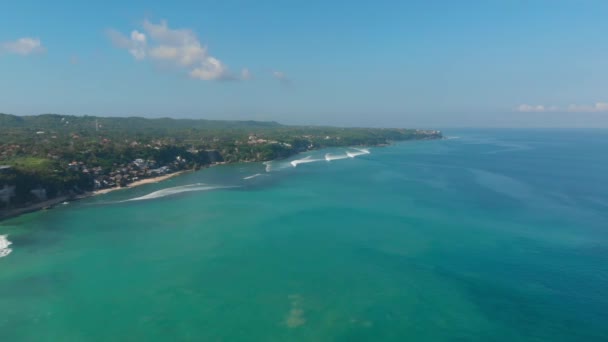 Beautiful Tropical Turquoise Ocean Waves Aerial View Bali — Stockvideo