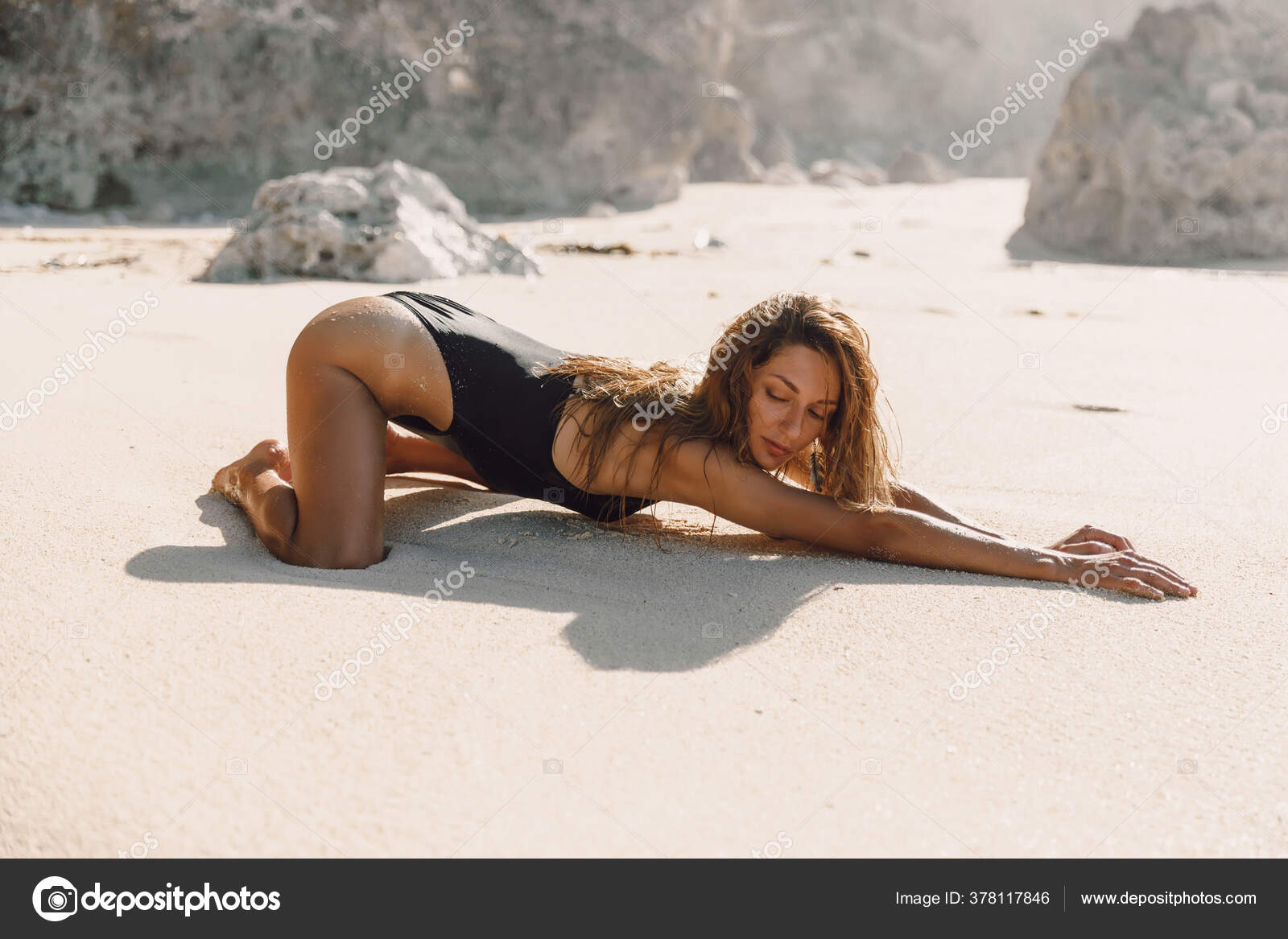 Attractive Young Woman Sexy Model Bikini Tropical Beach Stock Photo by  ©Keola 378117846