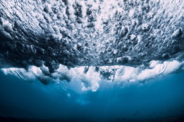 Okyanus dalgası, suyun altında. Suyun altında okyanus dokuları
