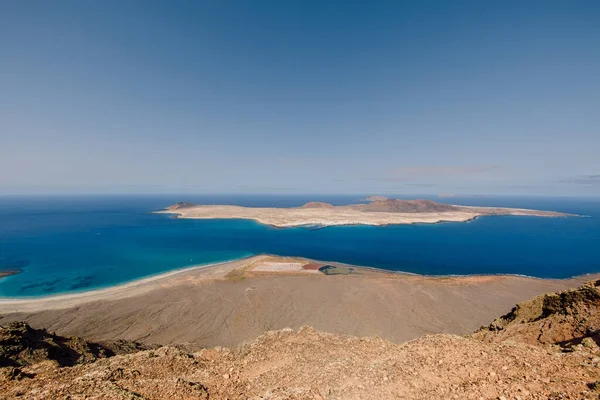 Panorama Van Schilderachtig Uitzicht Het Eiland Graciosa Lanzarote Spanje — Stockfoto