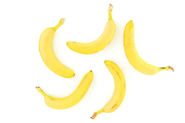 Banane Isoliert Auf Weißem Hintergrund Flach Lag Ansicht Von Oben — Stockfoto