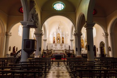 Lanzarote, İspanya - 4 Nisan 2020. Kilise Iglesia de Nuestra Senora de Guadalupe