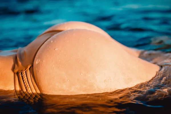 Attractive Wet Woman Bikini Sea — Stock Photo, Image