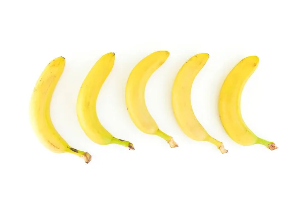 Banane Isoliert Auf Weißem Hintergrund Flach Lag Ansicht Von Oben — Stockfoto