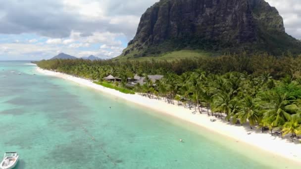 Légi Kilátás Strandra Morne Hegy Mauritius Trópusi Lagúna — Stock videók