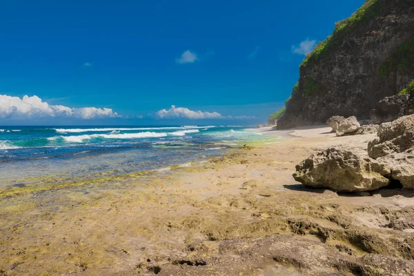 Bali Tropik Bir Kumsal Kumsal Mavi Okyanus — Stok fotoğraf