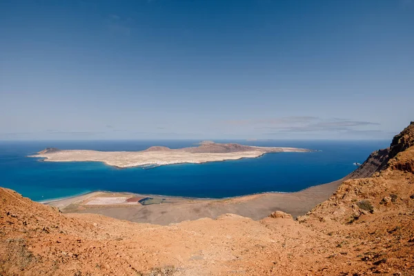 Panorama Vue Panoramique Île Graciosa Avec Montagne Océan — Photo