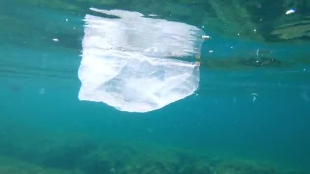 Oceano Subaquático Com Sacos Plástico Plástico Problemas Ecológicos — Vídeo de Stock