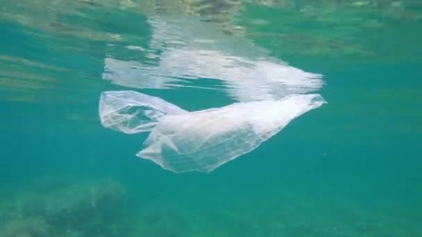 Undervattens Hav Med Plast Och Plastpåsar Ekologiska Problem — Stockvideo