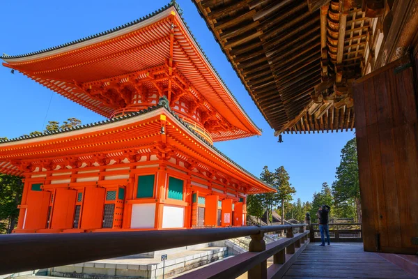 Konpon Daito Pagoda Vid Danjo Garan Temple Koya Koyasan Wakayama — Stockfoto