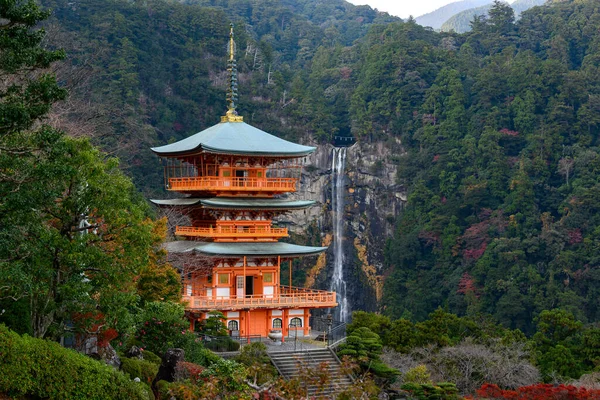 Nachi, Japan at Seigantoji Pagoda and Nachi Waterfalls in Autumn.