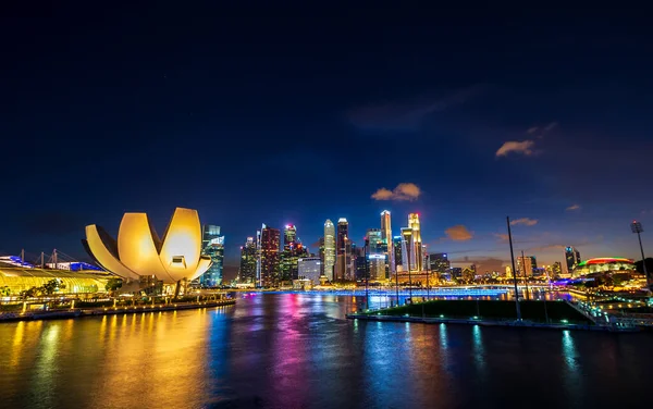 Singapur Dic 2015 Paisaje Urbano Singapur Atardecer Ciudad Por Noche — Foto de Stock