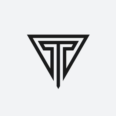 Harf T üçgeni vektör logo tasarımı çizimi