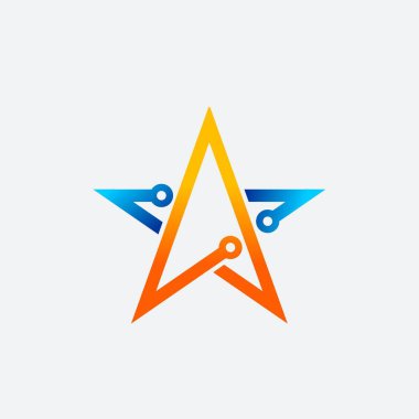 Dijital Yıldız vektör logo tasarımı çizimi
