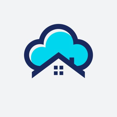 Bulut ve ev vektör logosu şablonu