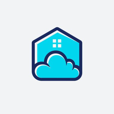 Bulut ve ev vektör logosu şablonu