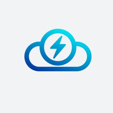 Enerji Bulutu, şimşek, gök gürültüsü, fırtına vektör logo şablonu