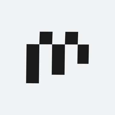 m harfi vektör logo çizim şablonu