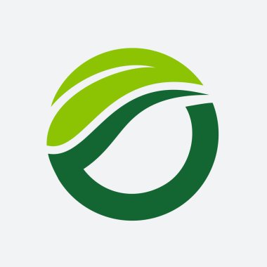 O harfi bir yaprak vektör şablonu logosu oluşturuyor