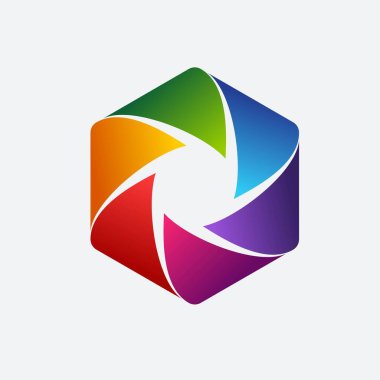 kamera deklanşör altıgen vektör şablon logosu