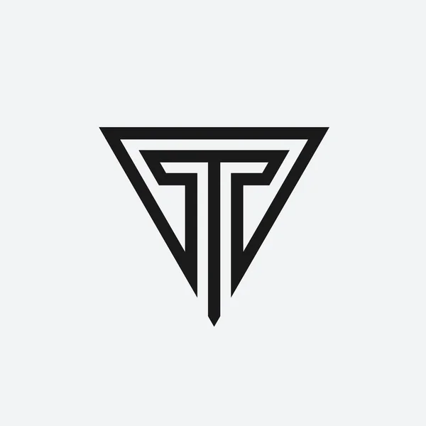Harf T üçgeni vektör logo tasarımı çizimi