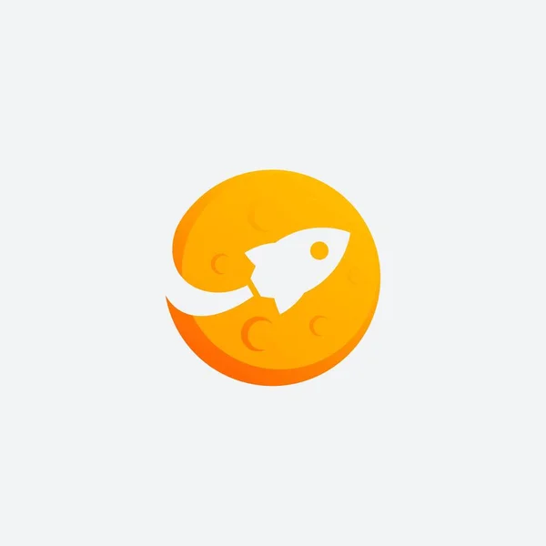 Rocket Logo Design Mit Mond Vektor — Stockvektor