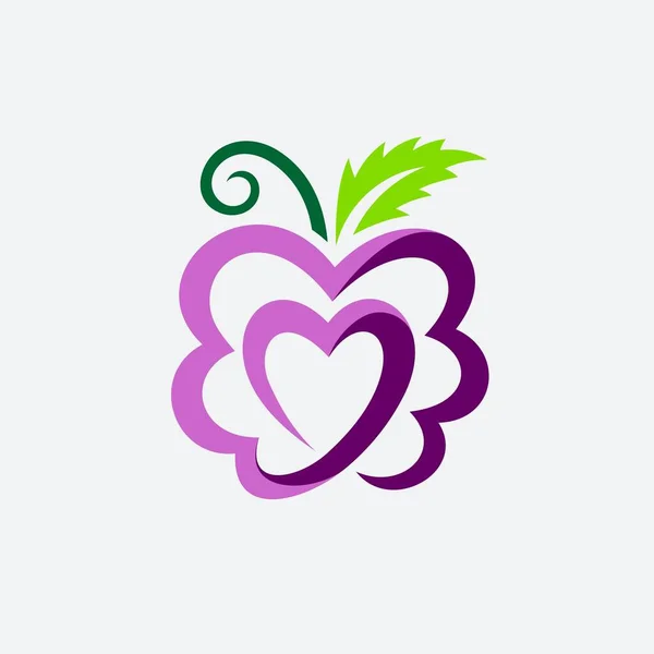 Plantilla Logotipo Uva Amor — Vector de stock